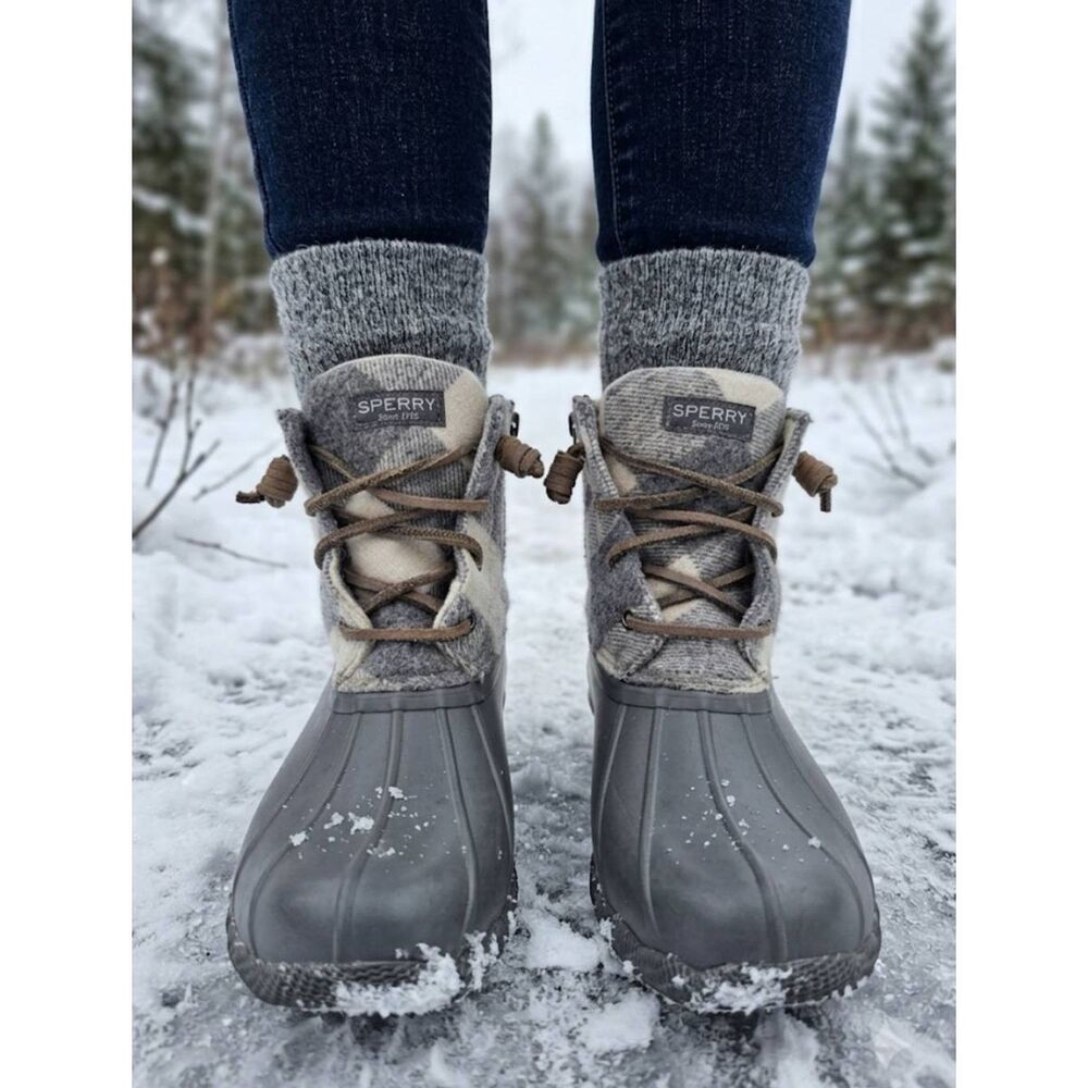 Sperry Duck Boots Gray Cream Sz 6